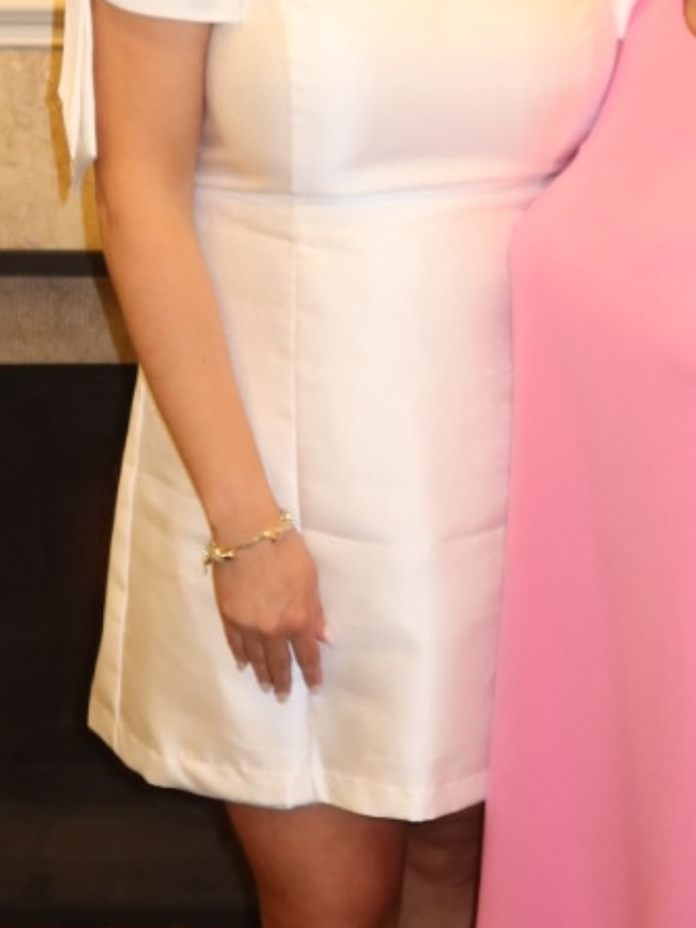 Adrianna Papell White Short Sleeve Mini Dress